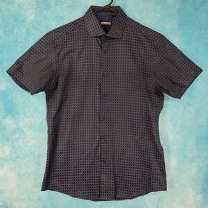 BESPOKE SPORT Men's Shirt, Short Sleeve, Black/Gray, Geometric, Size Medium